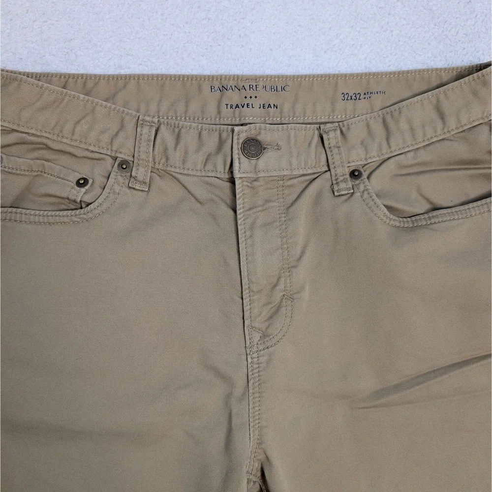Banana Republic Travel Jeans Mens 32x32 Beige Athletic Fit‎ Stretch Denim Pants